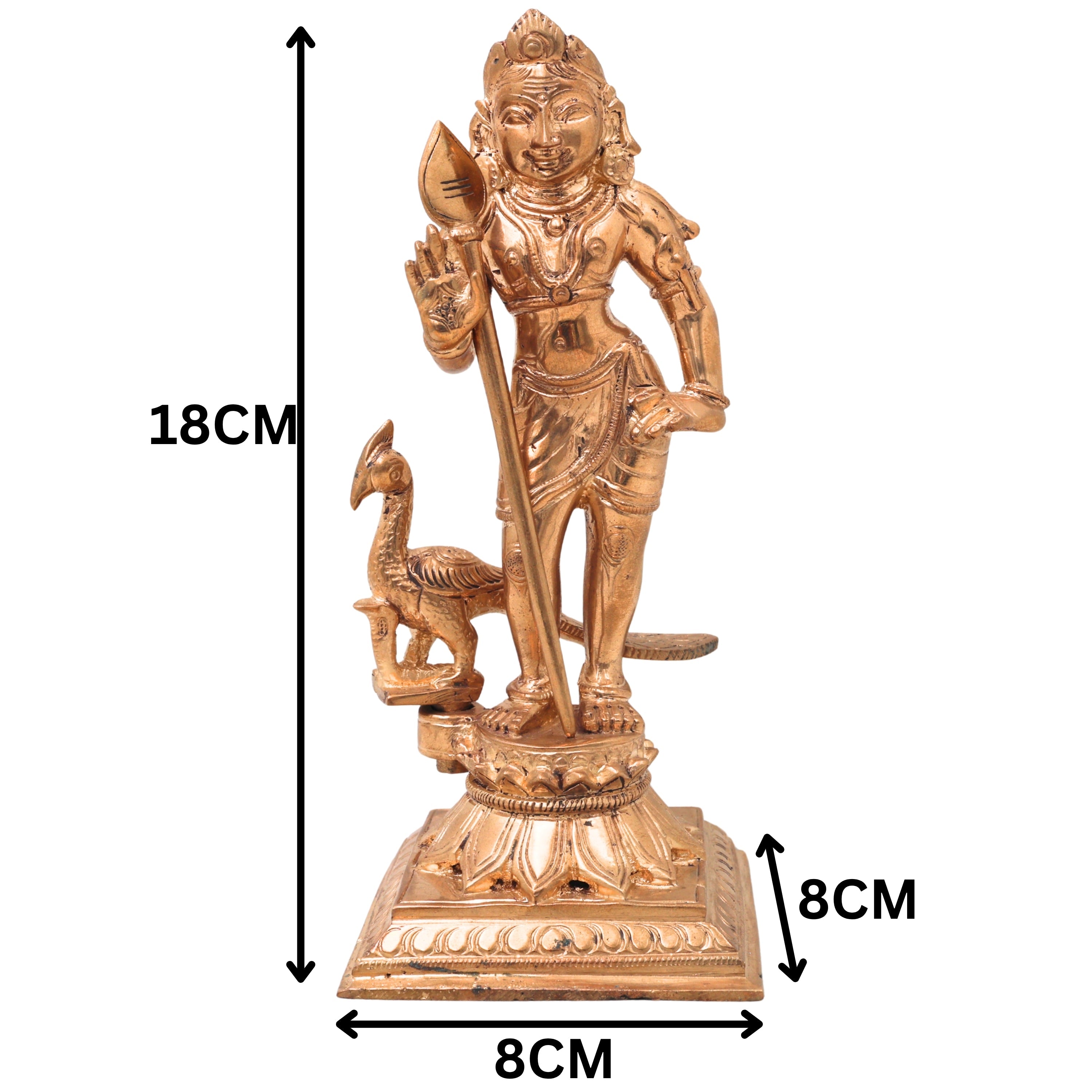Bronze Bala Murugan, Swaminatha Silai, Karthikeya Bhagawan, Subramanya, Kumara, Mahasena, Shanmukha, Subrahmanya Murti, Lord Murugan Idol, Guhan, Kartikeya Statue, Skanda Sculpture, Gold, 7 Inch, 1 Piece