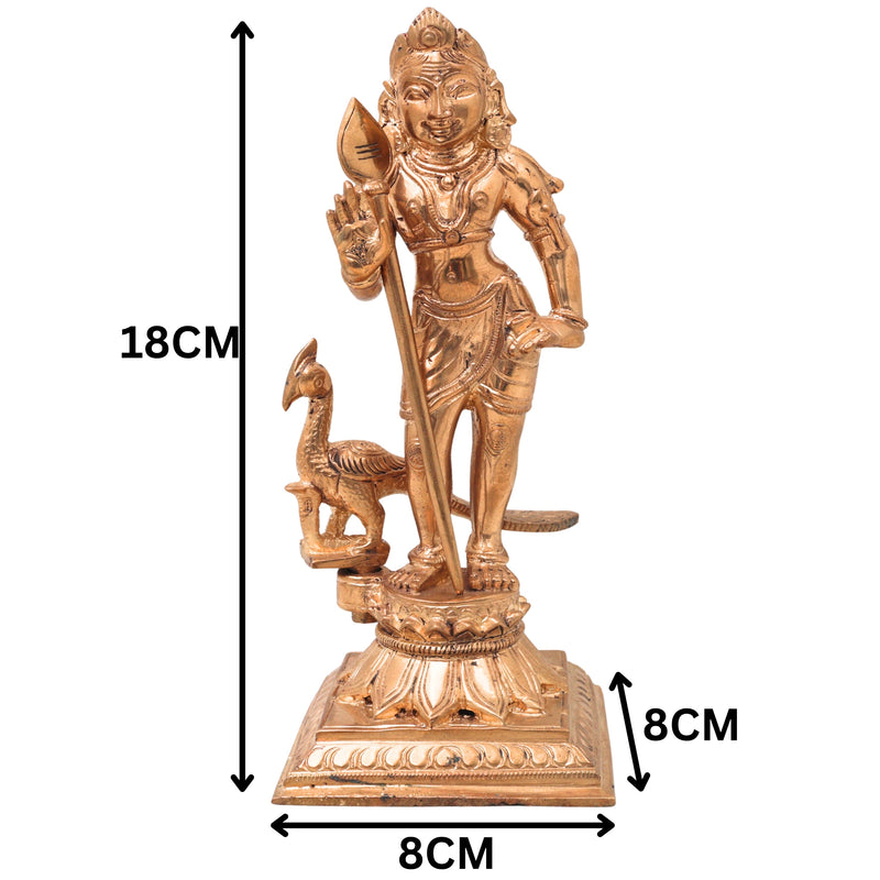 Bronze Bala Murugan, Swaminatha Silai, Karthikeya Bhagawan, Subramanya, Kumara, Mahasena, Shanmukha, Subrahmanya Murti, Lord Murugan Idol, Guhan, Kartikeya Statue, Skanda Sculpture, Gold, 7 Inch, 1 Piece