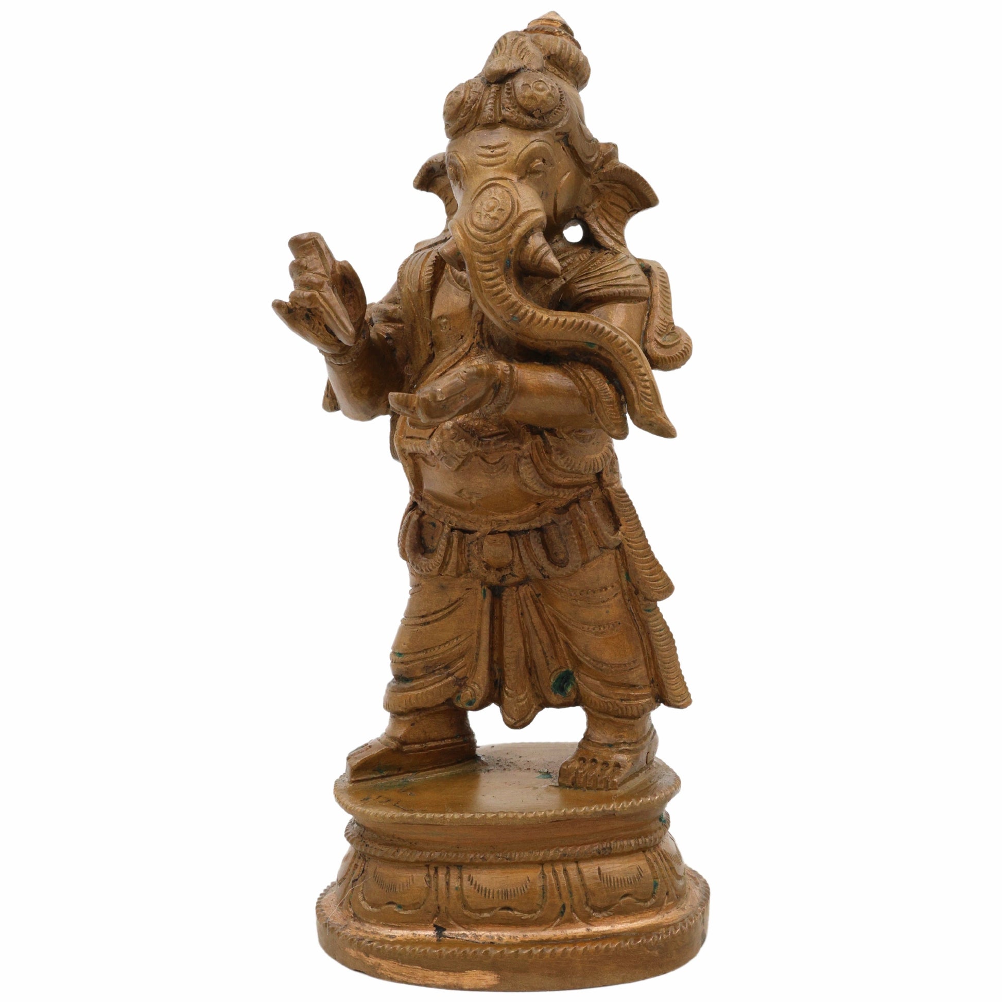 Bronze Ganesha Idol, Standing Handmade Ganapati Statue, Panchadhatu Ganpati Murti, Panchaloha Vinayaka Sculpture, Handmade Ganesh Vigraha, Divine Gajanana, Brown, 6 Inch, 1 Piece