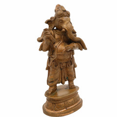 Bronze Ganesha Idol, Standing Handmade Ganapati Statue, Panchadhatu Ganpati Murti, Panchaloha Vinayaka Sculpture, Handmade Ganesh Vigraha, Divine Gajanana, Brown, 6 Inch, 1 Piece