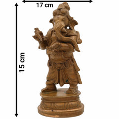 Bronze Ganesha Idol, Standing Handmade Ganapati Statue, Panchadhatu Ganpati Murti, Panchaloha Vinayaka Sculpture, Handmade Ganesh Vigraha, Divine Gajanana, Brown, 6 Inch, 1 Piece