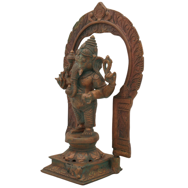 Panchaloha Handmade Bronze Ganesha Idol, Panchadhatu Ganpati Murti, Standing Ganesh Vigraha for Home, Temple & Puja, Brown, 10.5 Inch, 1 Piece