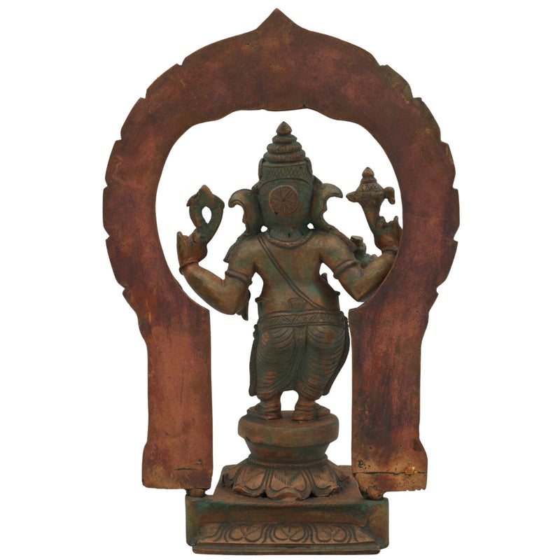 Panchaloha Handmade Bronze Ganesha Idol, Panchadhatu Ganpati Murti, Standing Ganesh Vigraha for Home, Temple & Puja, Brown, 10.5 Inch, 1 Piece