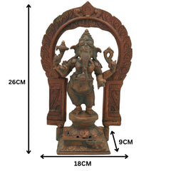 Panchaloha Handmade Bronze Ganesha Idol, Panchadhatu Ganpati Murti, Standing Ganesh Vigraha for Home, Temple & Puja, Brown, 10.5 Inch, 1 Piece