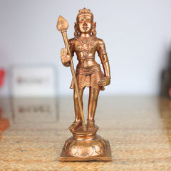 Bronze Bala Murugan Idol, Subramanya Swamy Statue, Shanmukha Vigraham, Kumara Swaminathan Sculpture, Karthikeya Panchaloha Murti, Mahasena Figurine, Gold, 9 Inch, 1 Piece