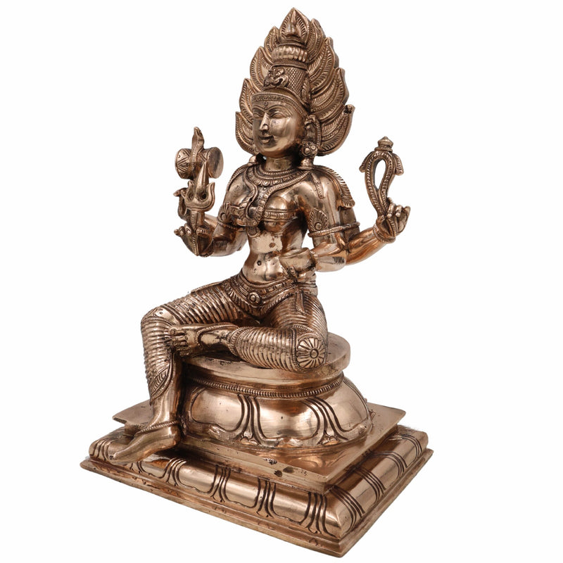 Handcrafted Panchaloha Mariamman Idol – Bronze Grama Devata | Samayapuram Karumari Amman | South Indian Kuladeivam Statue for Temple & Home Decor, Gold, 10.5 Inch, 1 Piece