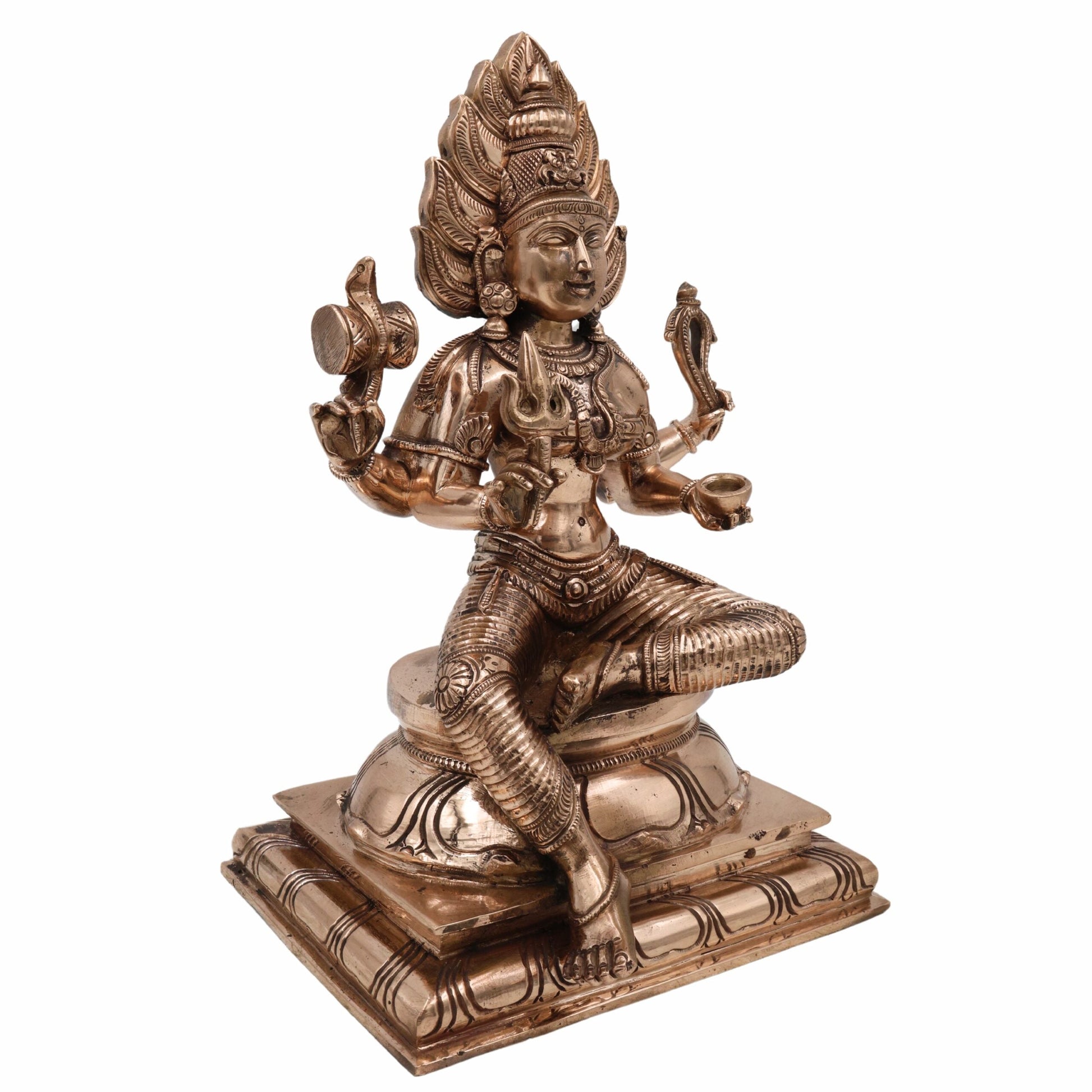Handcrafted Panchaloha Mariamman Idol – Bronze Grama Devata | Samayapuram Karumari Amman | South Indian Kuladeivam Statue for Temple & Home Decor, Gold, 10.5 Inch, 1 Piece