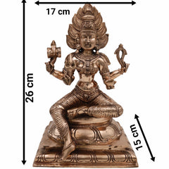 Handcrafted Panchaloha Mariamman Idol – Bronze Grama Devata | Samayapuram Karumari Amman | South Indian Kuladeivam Statue for Temple & Home Decor, Gold, 10.5 Inch, 1 Piece
