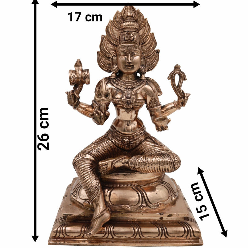 Handcrafted Panchaloha Mariamman Idol – Bronze Grama Devata | Samayapuram Karumari Amman | South Indian Kuladeivam Statue for Temple & Home Decor, Gold, 10.5 Inch, 1 Piece
