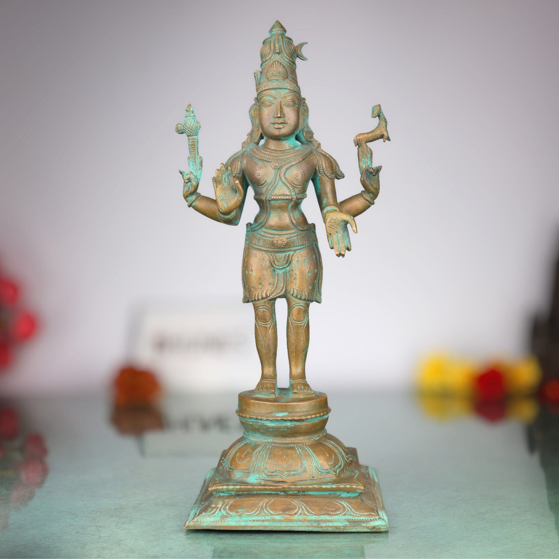 Handmade Panchaloha Bronze Shiva Idol | Mahadev Murti | Nataraja, Bholenath, Rudra Statue for Home, Temple & Spiritual Decor          Ask ChatGPT,Brown, 13 Inch, 1 Piece
