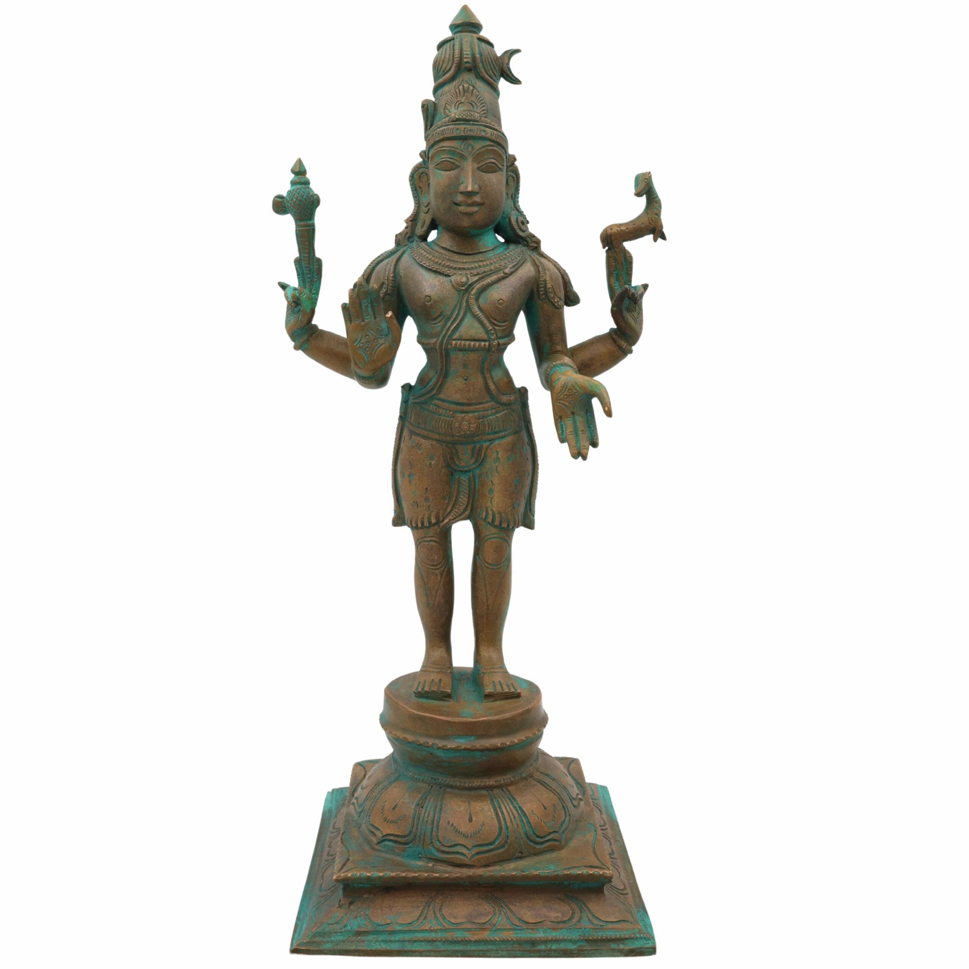 Handmade Panchaloha Bronze Shiva Idol | Mahadev Murti | Nataraja, Bholenath, Rudra Statue for Home, Temple & Spiritual Decor          Ask ChatGPT,Brown, 13 Inch, 1 Piece