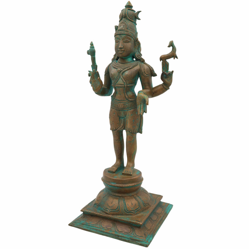 Handmade Panchaloha Bronze Shiva Idol | Mahadev Murti | Nataraja, Bholenath, Rudra Statue for Home, Temple & Spiritual Decor          Ask ChatGPT,Brown, 13 Inch, 1 Piece