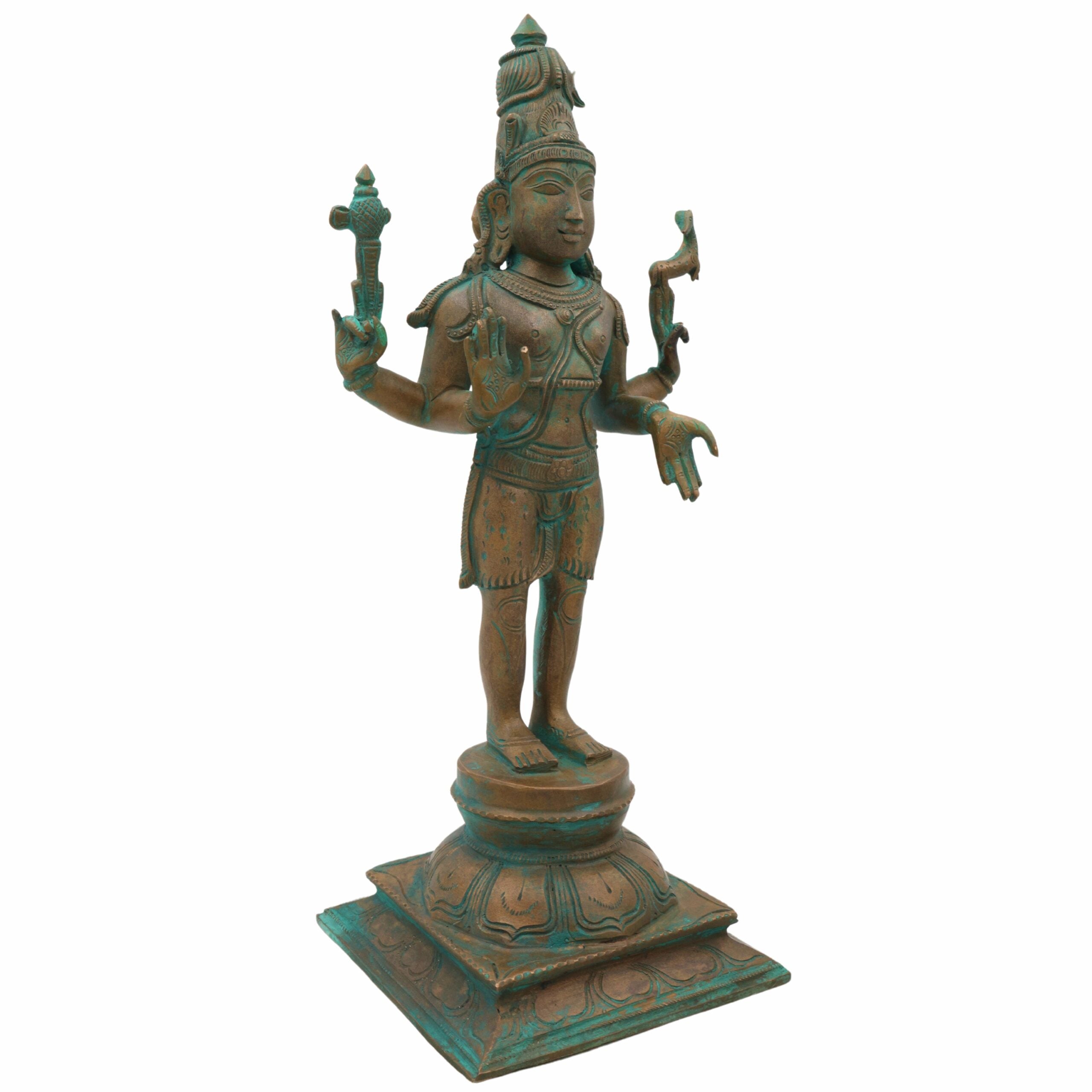 Handmade Panchaloha Bronze Shiva Idol | Mahadev Murti | Nataraja, Bholenath, Rudra Statue for Home, Temple & Spiritual Decor          Ask ChatGPT,Brown, 13 Inch, 1 Piece