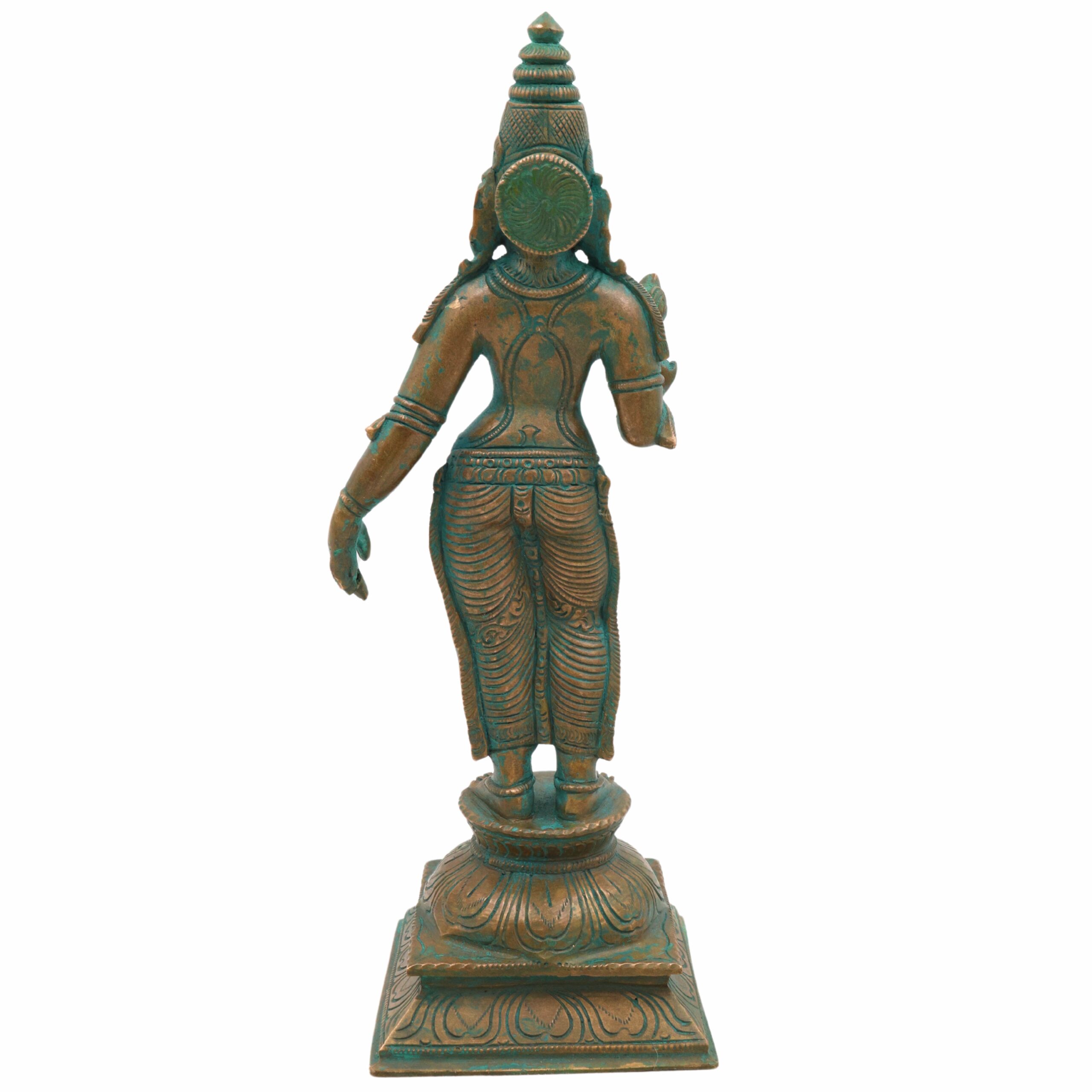 Handmade Bronze Shridevi Idol | Panchaloha Lakshmi Murti | Mahalakshmi, Padmavati, Kamala Statue for Prosperity & Home Decor,Brown, 10.5 Inch, 1 Piece