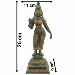 Handmade Bronze Shridevi Idol | Panchaloha Lakshmi Murti | Mahalakshmi, Padmavati, Kamala Statue for Prosperity & Home Decor,Brown, 10.5 Inch, 1 Piece