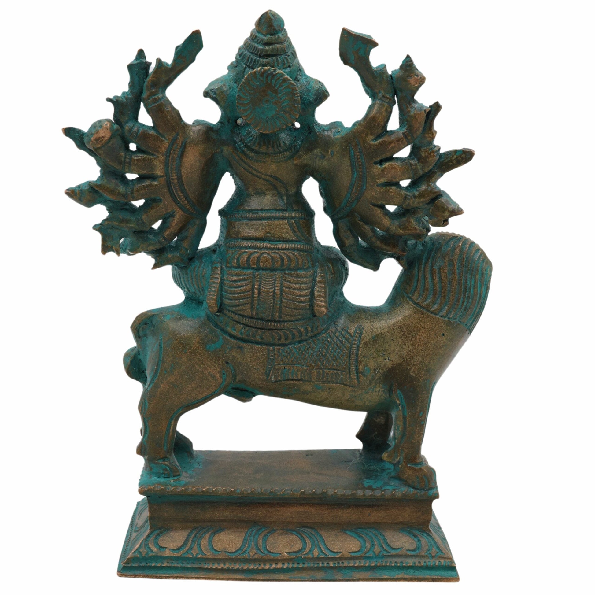 Panchaloha Veer Ganesha Idol, Handmade Bronze Panchadhatu Ganapati Statue, Traditional Hindu Decor, Vighneshvara Vigraha for Gifting Brown, 7 Inch, 1 Piece