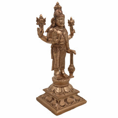Handcrafted Panchaloha Bronze Vishnu Idol | Narayana Murti | Govinda, Madhava, Hari Statue | Traditional Wax Casting | 16cm,Gold, 6.5 Inch, 1 Piece