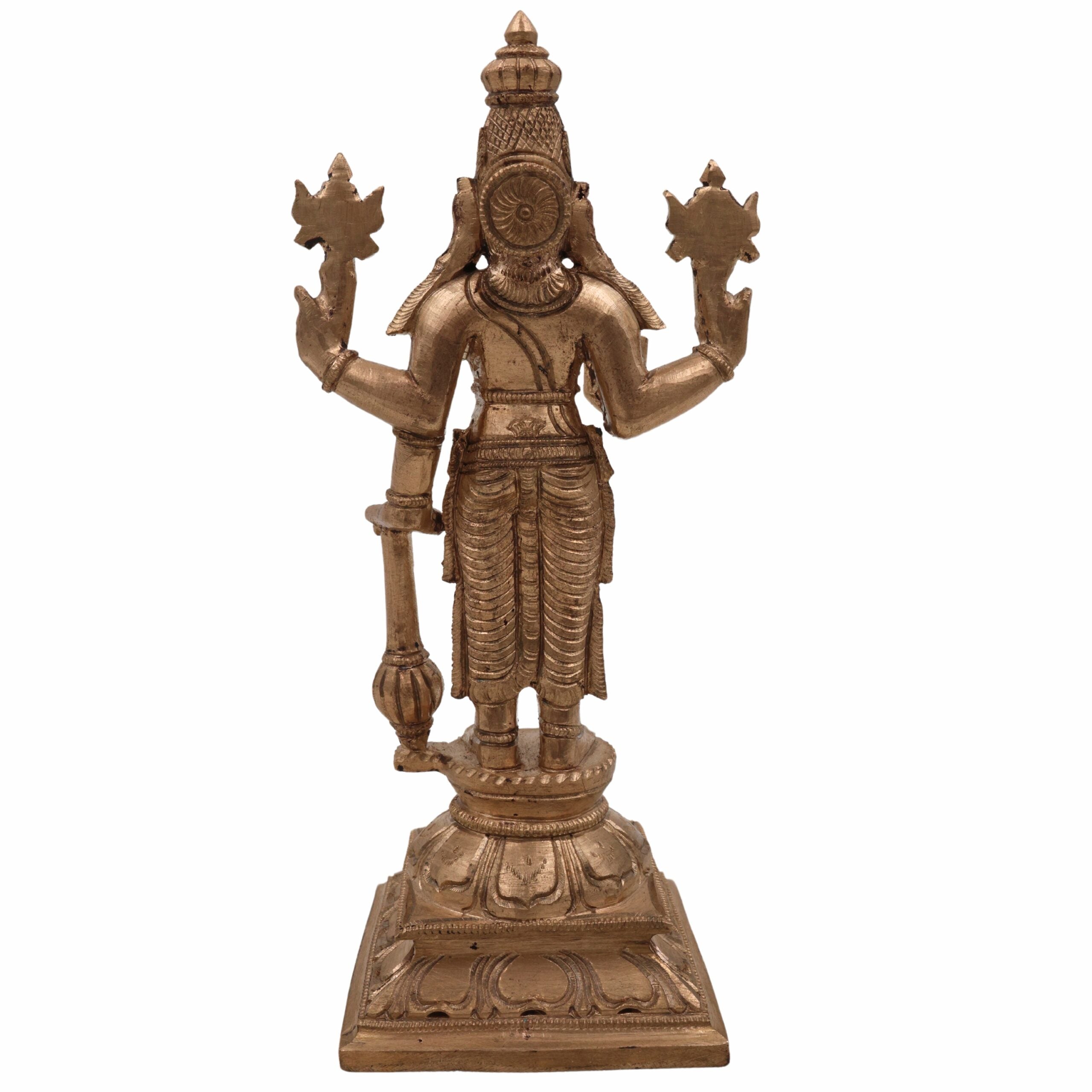 Handcrafted Panchaloha Bronze Vishnu Idol | Narayana Murti | Govinda, Madhava, Hari Statue | Traditional Wax Casting | 16cm,Gold, 6.5 Inch, 1 Piece