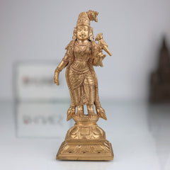 Handcrafted Panchaloha Meenakshi Amman Idol – Madurai Meenakshi Devi | Bronze Meenatchi Parvati Statue | Chola Art South Indian Goddess Sculpture,Gold, 6.5 Inch, 1 Piece