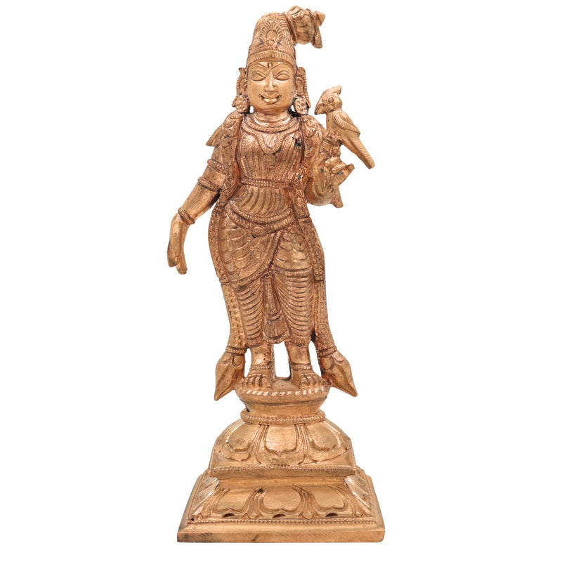 Handcrafted Panchaloha Meenakshi Amman Idol – Madurai Meenakshi Devi | Bronze Meenatchi Parvati Statue | Chola Art South Indian Goddess Sculpture,Gold, 6.5 Inch, 1 Piece