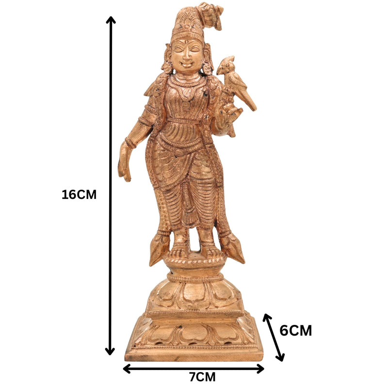 Handcrafted Panchaloha Meenakshi Amman Idol – Madurai Meenakshi Devi | Bronze Meenatchi Parvati Statue | Chola Art South Indian Goddess Sculpture,Gold, 6.5 Inch, 1 Piece