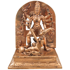 Handcrafted Bronze Mahishasura Mardini Durga Chamundeshwari Idol – Panchaloha Chola Art Goddess Shakti Devi Statue for Home Temple & Gifting,Gold, 6.5 Inch, 1 Piece