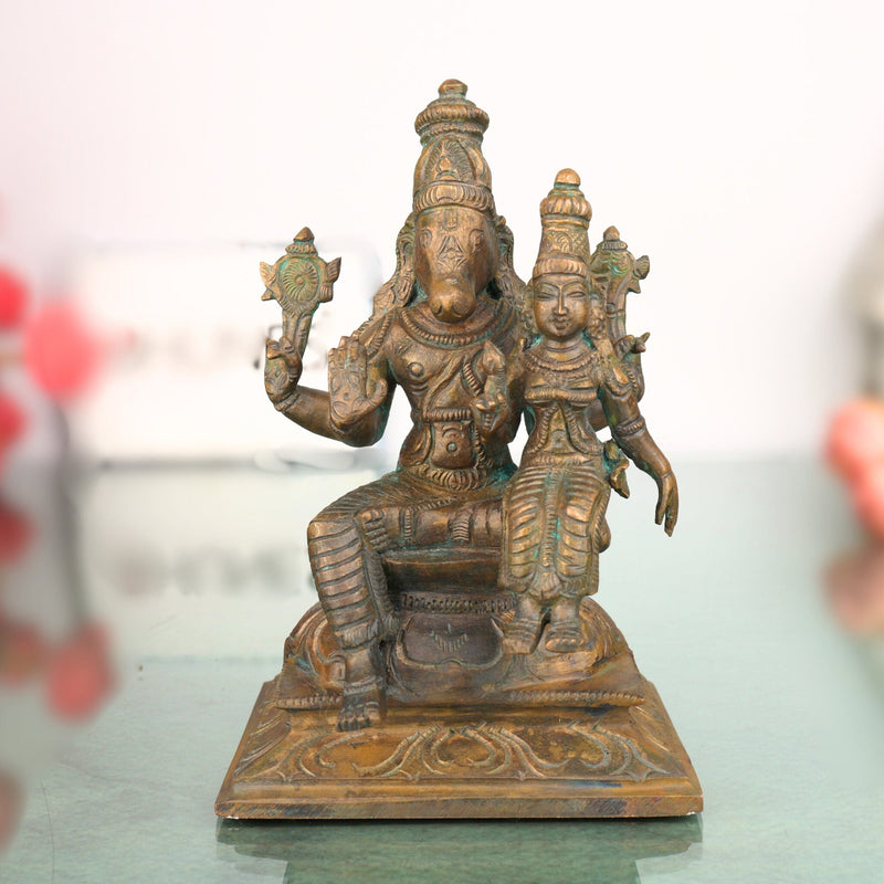 Handcrafted Bronze Varaha Lakshmi Idol | Panchaloha Varahi Amman Statue | Traditional South Indian Chola Art Lakshmi Varahi Murti for Temple & Home Pooja          Ask ChatGPT,Brown, 6 Inch, 1 Piece