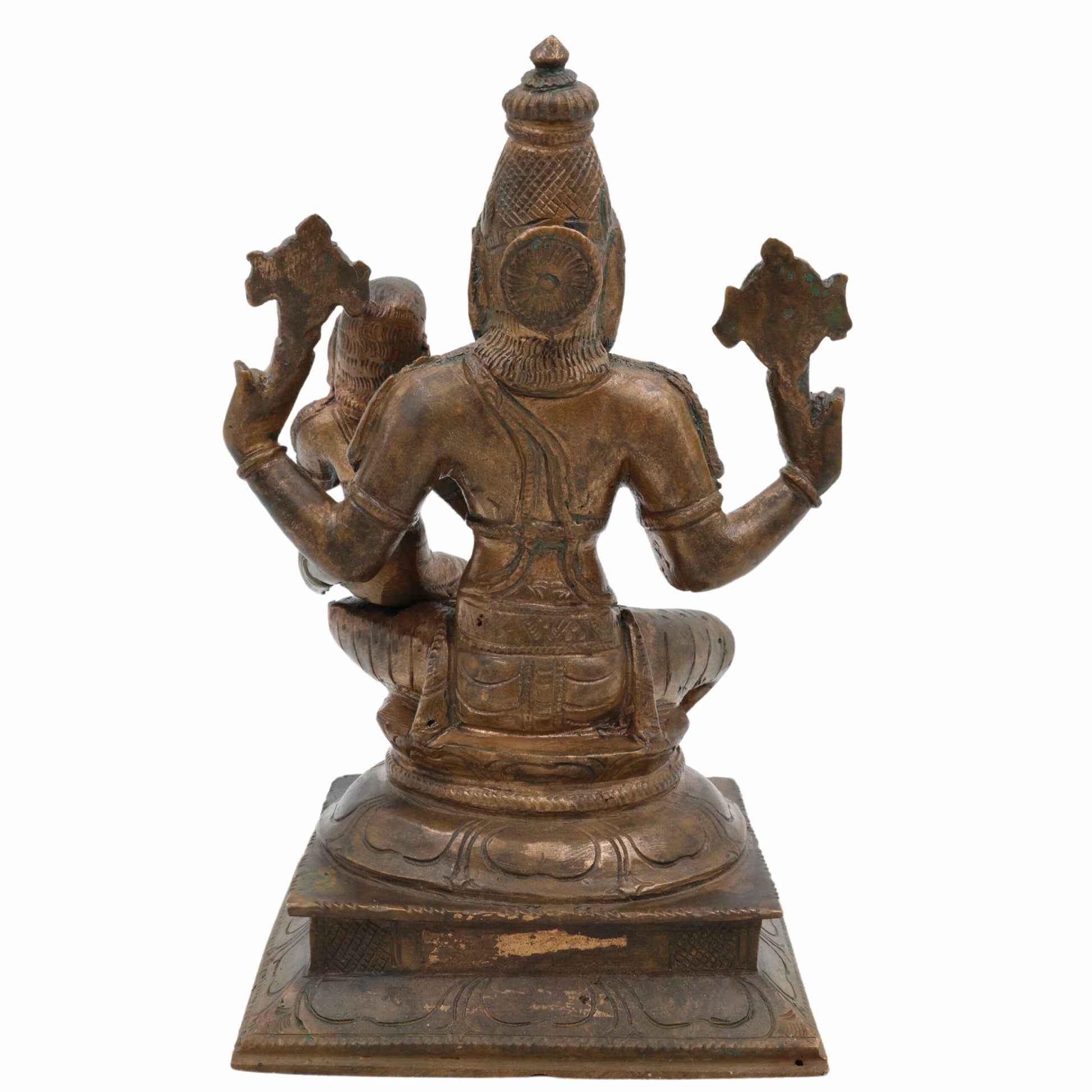 Bronze Panchaloha Lakshmi Narasimha Swamy with Prahlad Idol | Sri Laxmi Narasimha Murti Vigraham for Puja, Temple, Home Decor,Brown, 6 Inch, 1 Piece