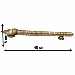 Brass Havan Spoon Sruva Darvi Homam Ladle for Homa Yagna Yagya Agnihotra Pooja Ritual Samagri Vedic Karmakanda Panchapatra Udharini Achamani Peetal Pital Pittalai Hittale Vengalam Kansya 40 cm, Gold, 16 Inch, 1 Piece