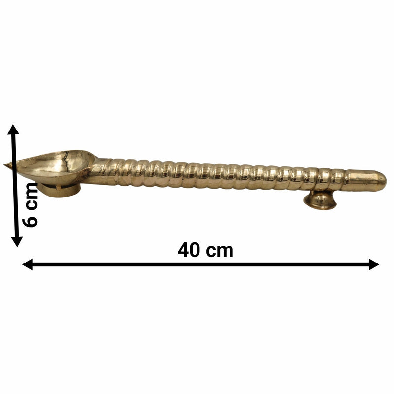 Brass Havan Spoon Sruva Darvi Homam Ladle for Homa Yagna Yagya Agnihotra Pooja Ritual Samagri Vedic Karmakanda Panchapatra Udharini Achamani Peetal Pital Pittalai Hittale Vengalam Kansya 40 cm, Gold, 16 Inch, 1 Piece