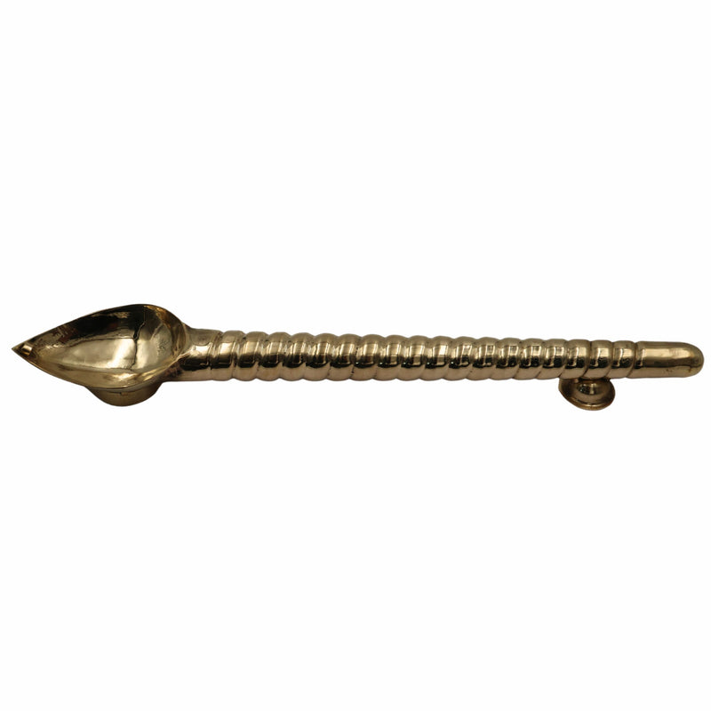 Brass Havan Spoon Sruva Darvi Homam Ladle for Homa Yagna Yagya Agnihotra Pooja Ritual Samagri Vedic Karmakanda Panchapatra Udharini Achamani Peetal Pital Pittalai Hittale Vengalam Kansya 40 cm, Gold, 16 Inch, 1 Piece