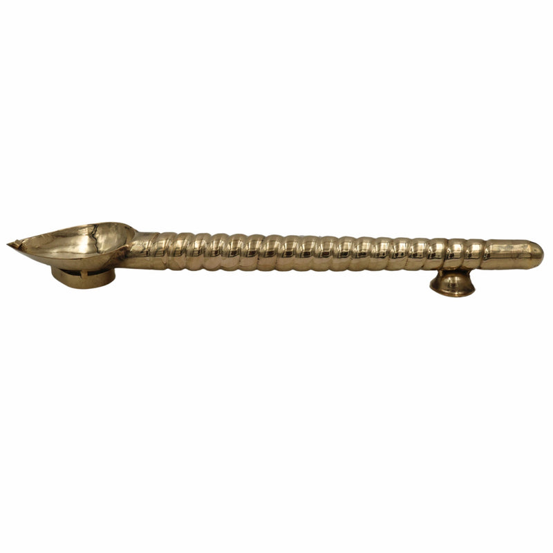 Brass Havan Spoon Sruva Darvi Homam Ladle for Homa Yagna Yagya Agnihotra Pooja Ritual Samagri Vedic Karmakanda Panchapatra Udharini Achamani Peetal Pital Pittalai Hittale Vengalam Kansya 40 cm, Gold, 16 Inch, 1 Piece
