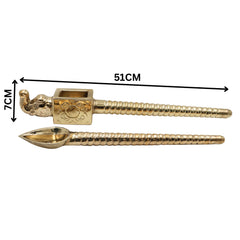 Brass Handcrafted Elephant Shaped Havan Spoons (Set of 2) – Traditional Yajna Achamani Sruva for Agnihotra & Vedic Rituals, Gold, 20 Inch, 2 Piece