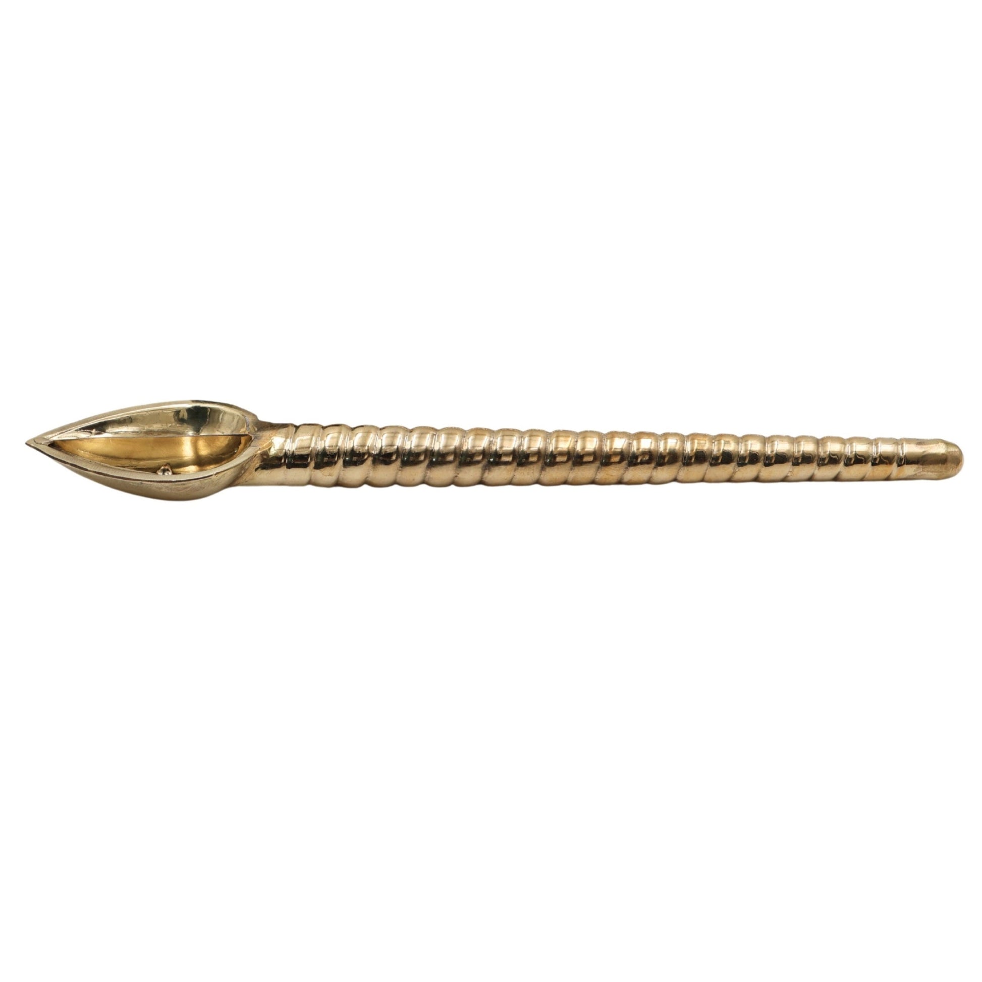 Brass Handcrafted Havan Spoon, Traditional Achamani Sruk for Yajna, Homa, and Pooja Rituals, Gold, 1 Inch, 1 Piece