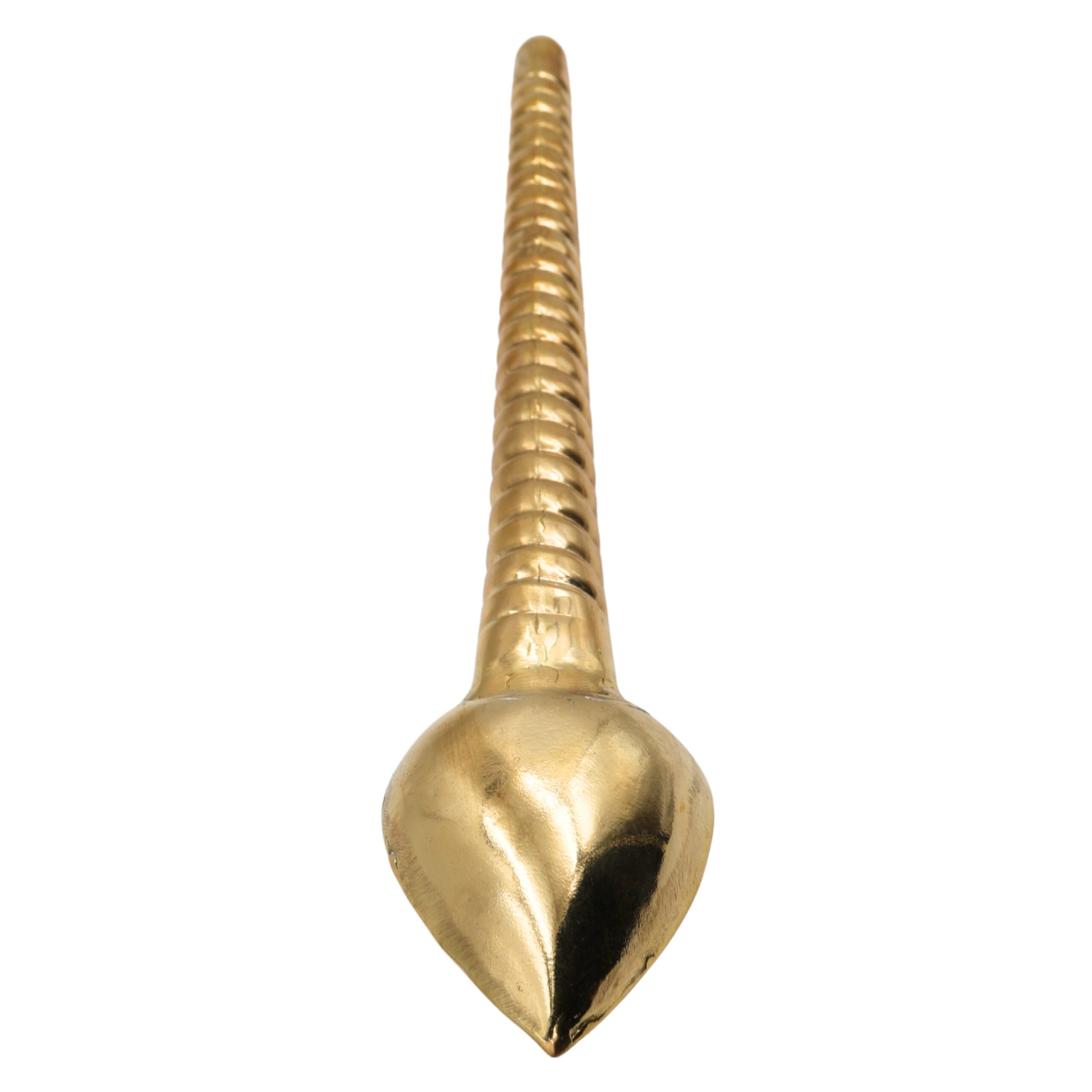 Brass Handcrafted Havan Spoon, Traditional Achamani Sruk for Yajna, Homa, and Pooja Rituals, Gold, 1 Inch, 1 Piece
