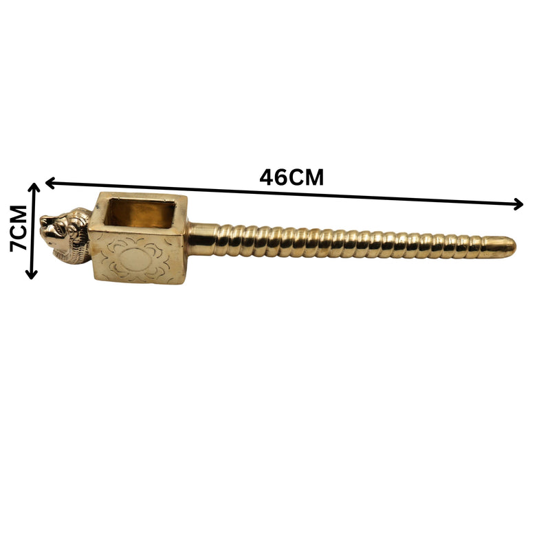 Brass Handcrafted Homa Sruk Yajna Spoon with Lion Face, Traditional Achamani Ladle for Havan, Agnihotra, and Vedic Pooja Rituals, Gold, 3 Inch, 1 Piece
