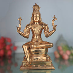 Handmade Bronze Panchaloha Lord Shiva Idol, Mahadeva Maheshwara Shankara Nataraja Rudra Bholenath Statue for Home, Temple & Puja,Gold, 16 Inch, 1 Piece