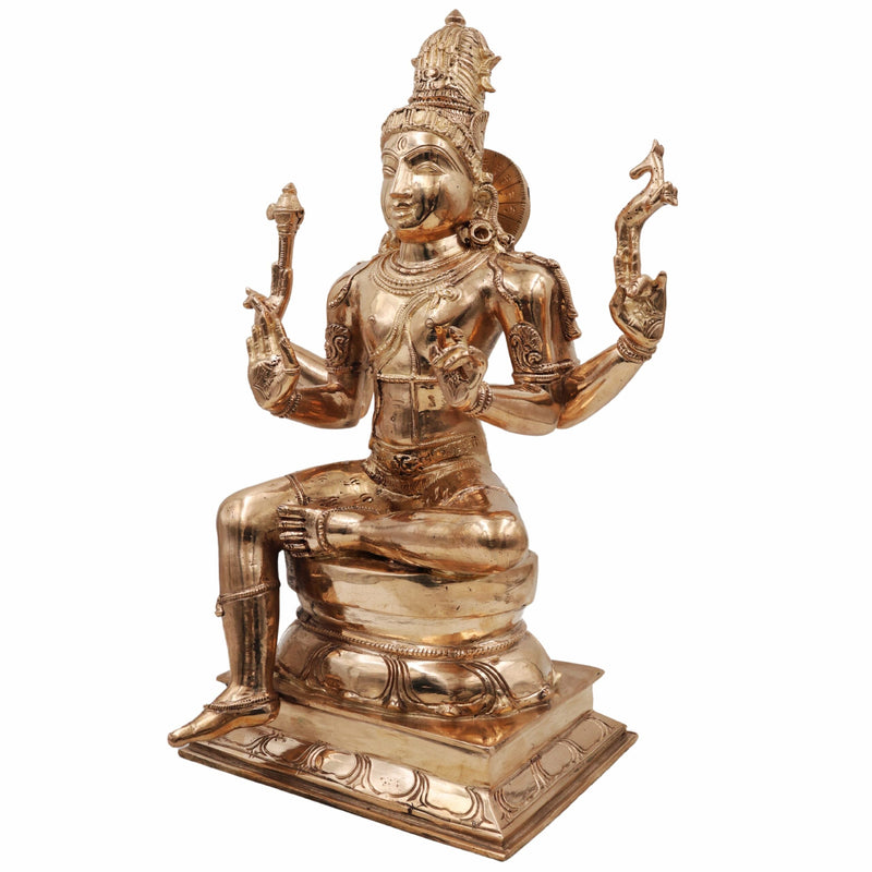 Handmade Bronze Panchaloha Lord Shiva Idol, Mahadeva Maheshwara Shankara Nataraja Rudra Bholenath Statue for Home, Temple & Puja,Gold, 16 Inch, 1 Piece