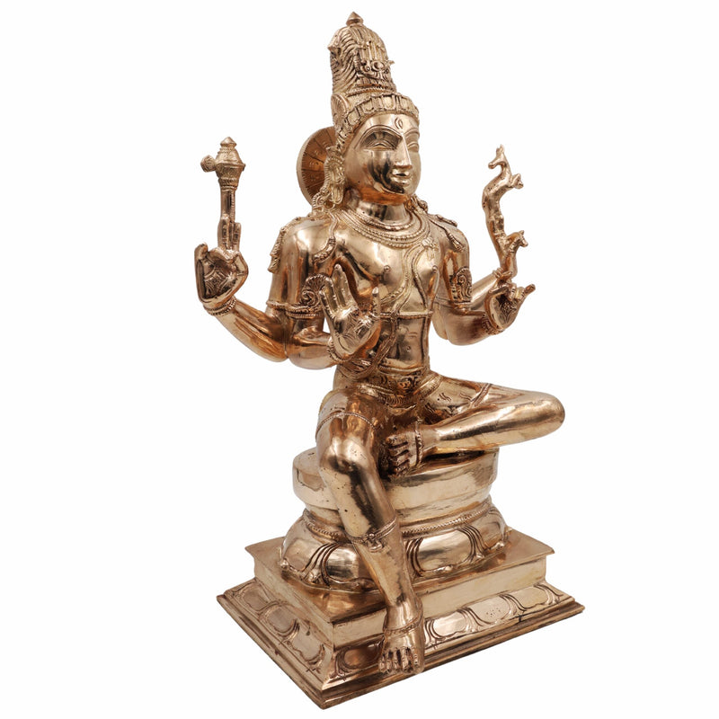 Handmade Bronze Panchaloha Lord Shiva Idol, Mahadeva Maheshwara Shankara Nataraja Rudra Bholenath Statue for Home, Temple & Puja,Gold, 16 Inch, 1 Piece
