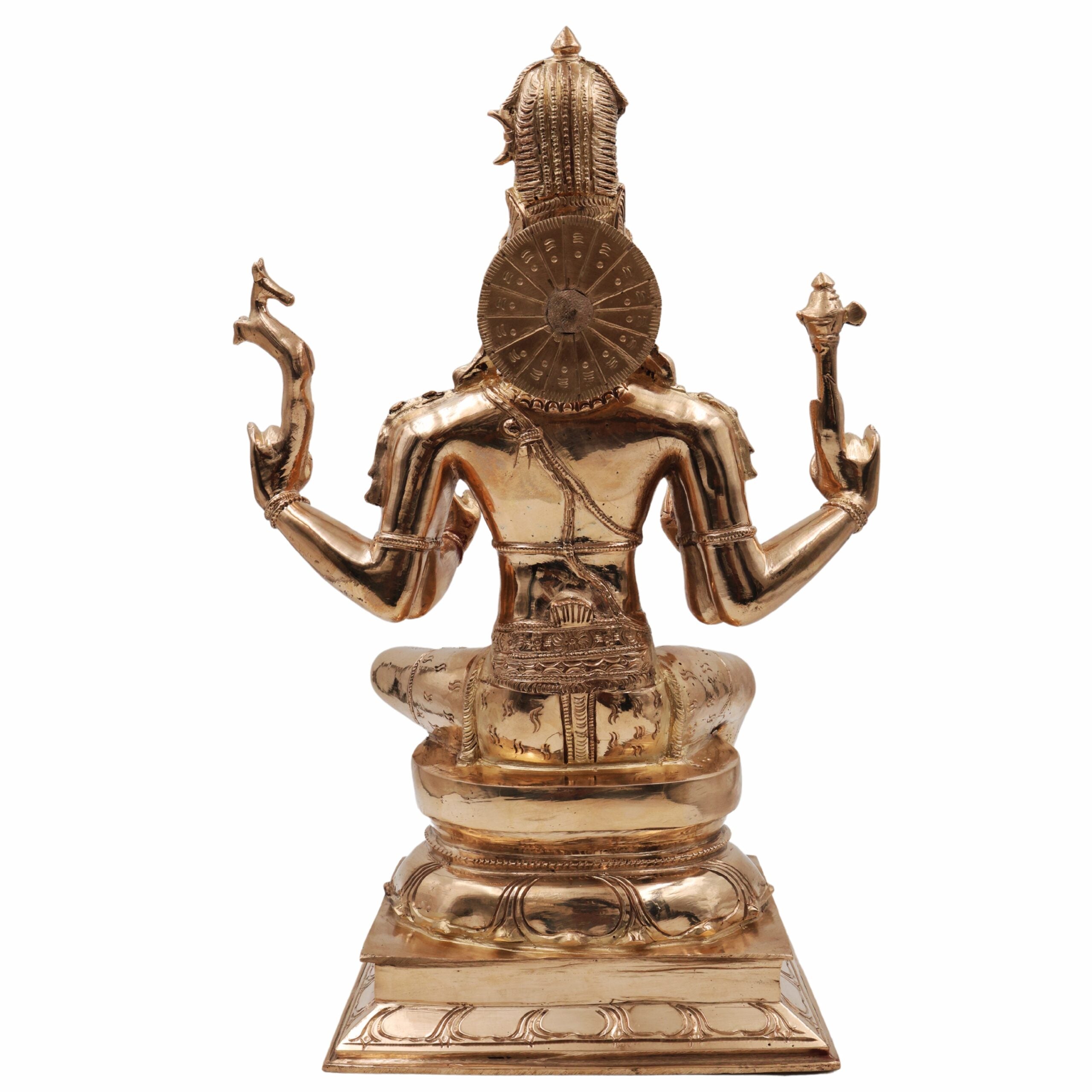 Handmade Bronze Panchaloha Lord Shiva Idol, Mahadeva Maheshwara Shankara Nataraja Rudra Bholenath Statue for Home, Temple & Puja,Gold, 16 Inch, 1 Piece