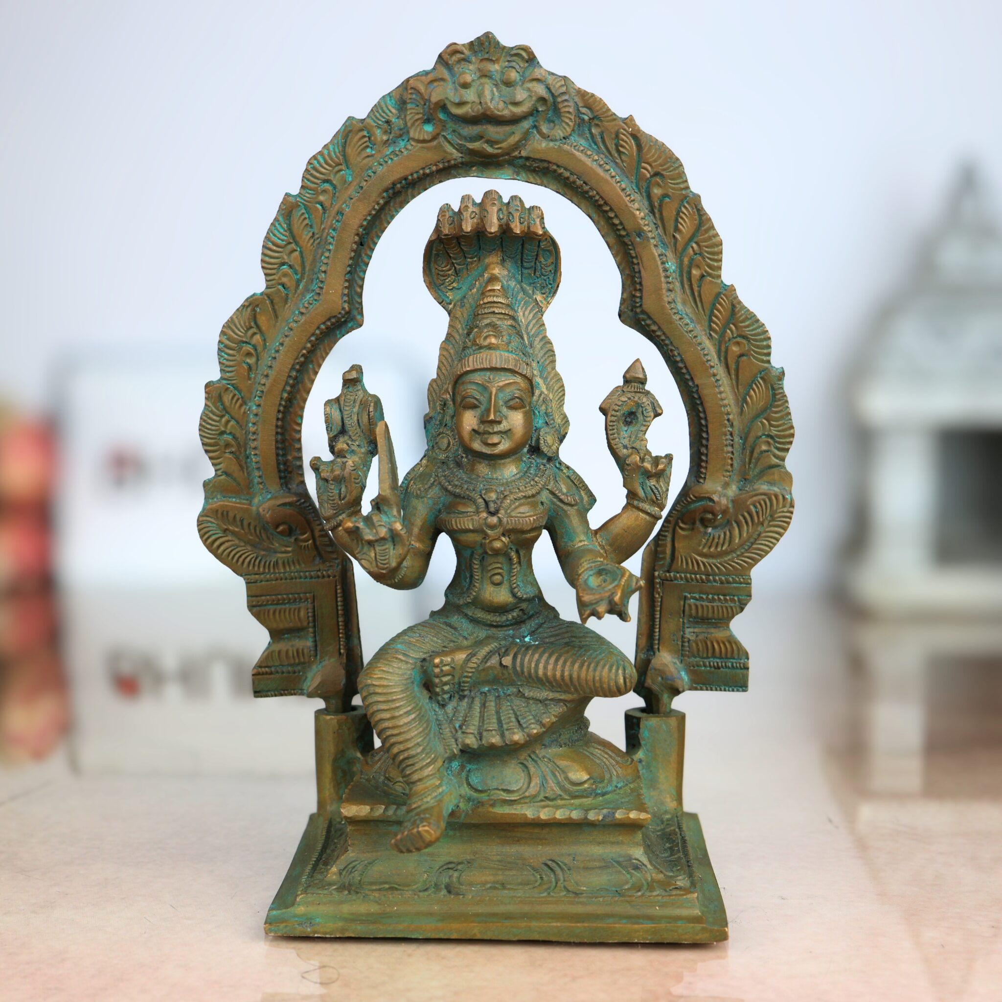 Bronze Mariamman Idol | Panchaloha Mariamma Statue | Muthumariamma, Samayapuram Mariamman, Yellamma, Pochamma, Maisamma, Gangamma, Mahankali Amma, Shakti Amma Vigraham for Puja & Temple, Brown, 6.5 Inch, 1 Piece