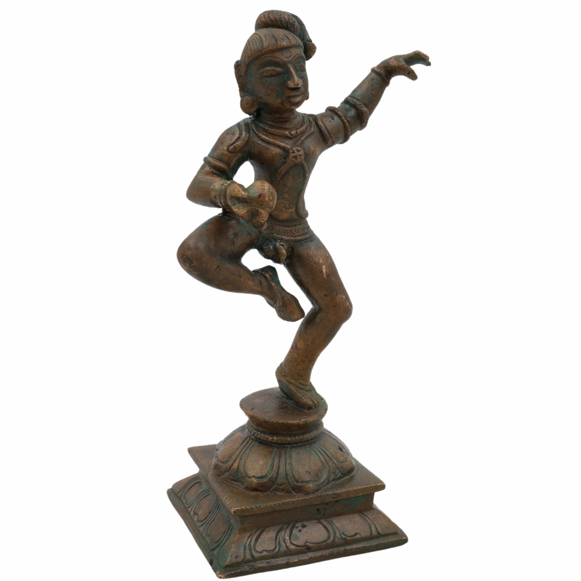 Handcrafted Panchaloha Ladoo Gopal Idol | Bal Krishna, Makhan Chor, Navneet Chora Bronze Statue for Puja & Home Decor, Brown, 6.5 Inch, 1 Piece