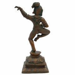 Handcrafted Panchaloha Ladoo Gopal Idol | Bal Krishna, Makhan Chor, Navneet Chora Bronze Statue for Puja & Home Decor, Brown, 6.5 Inch, 1 Piece
