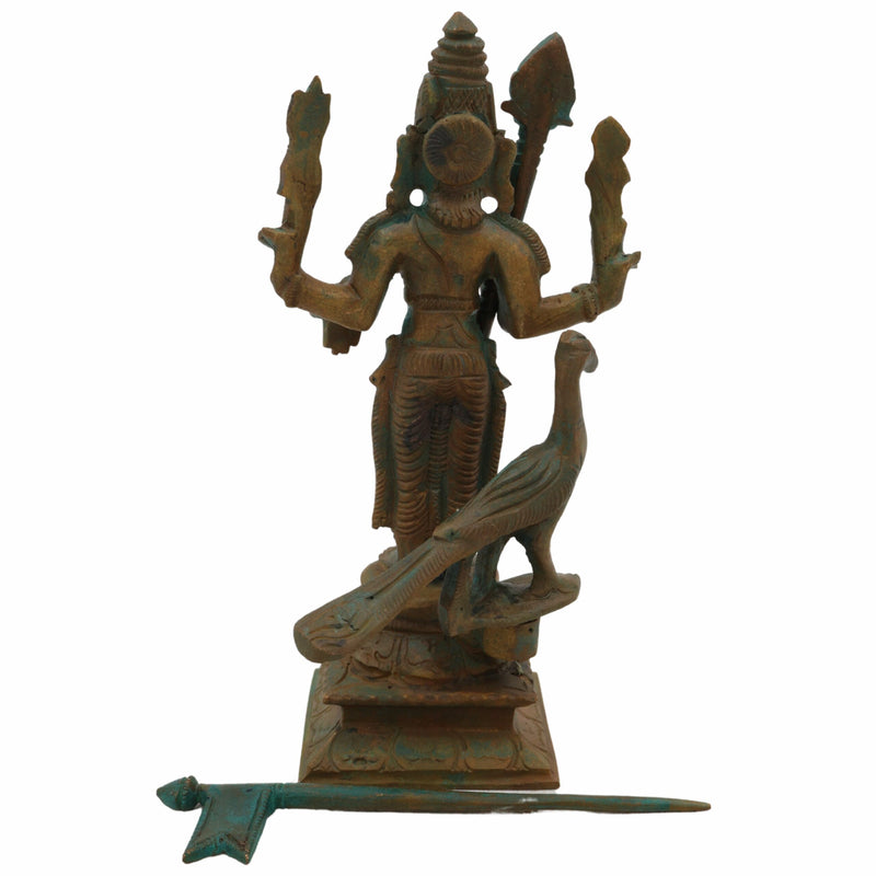 Bala Murugan Idol | Panchaloha Bronze Murti | Skanda Statue | Subramanya Velan Handcrafted South India Art, Brown, 6 Inch, 1 Piece