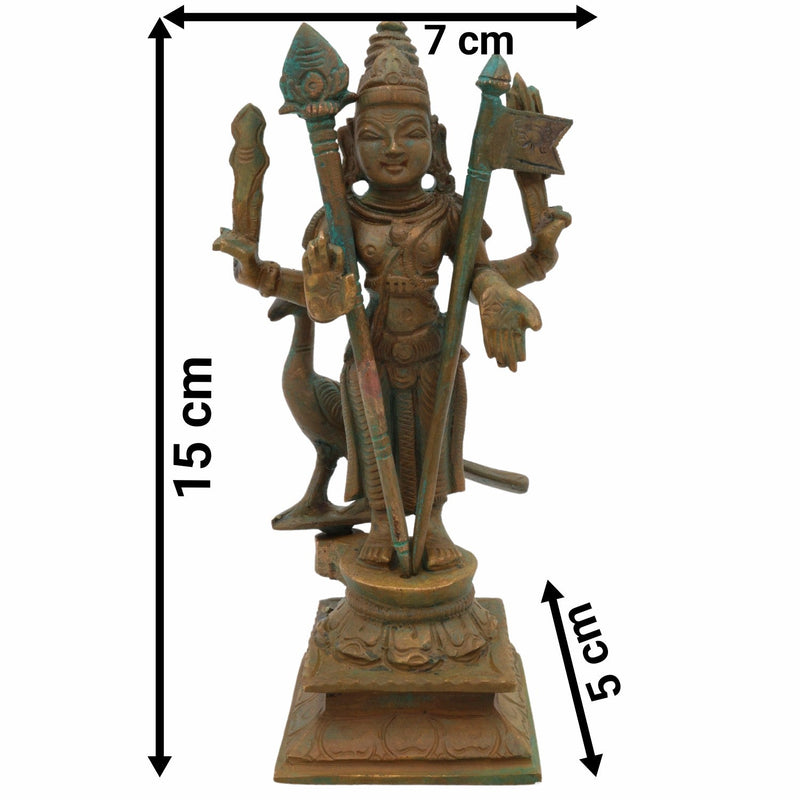 Bala Murugan Idol | Panchaloha Bronze Murti | Skanda Statue | Subramanya Velan Handcrafted South India Art, Brown, 6 Inch, 1 Piece