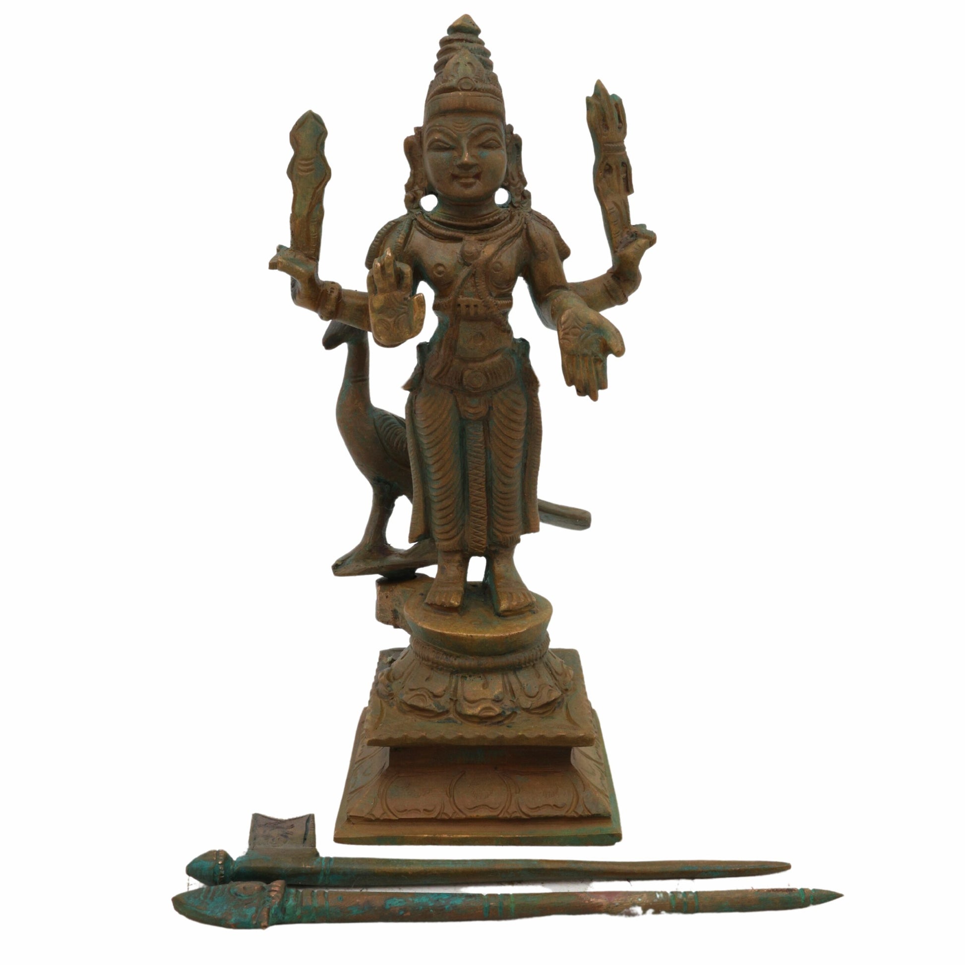 Bala Murugan Idol | Panchaloha Bronze Murti | Skanda Statue | Subramanya Velan Handcrafted South India Art, Brown, 6 Inch, 1 Piece