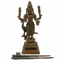 Bala Murugan Idol | Panchaloha Bronze Murti | Skanda Statue | Subramanya Velan Handcrafted South India Art, Brown, 6 Inch, 1 Piece