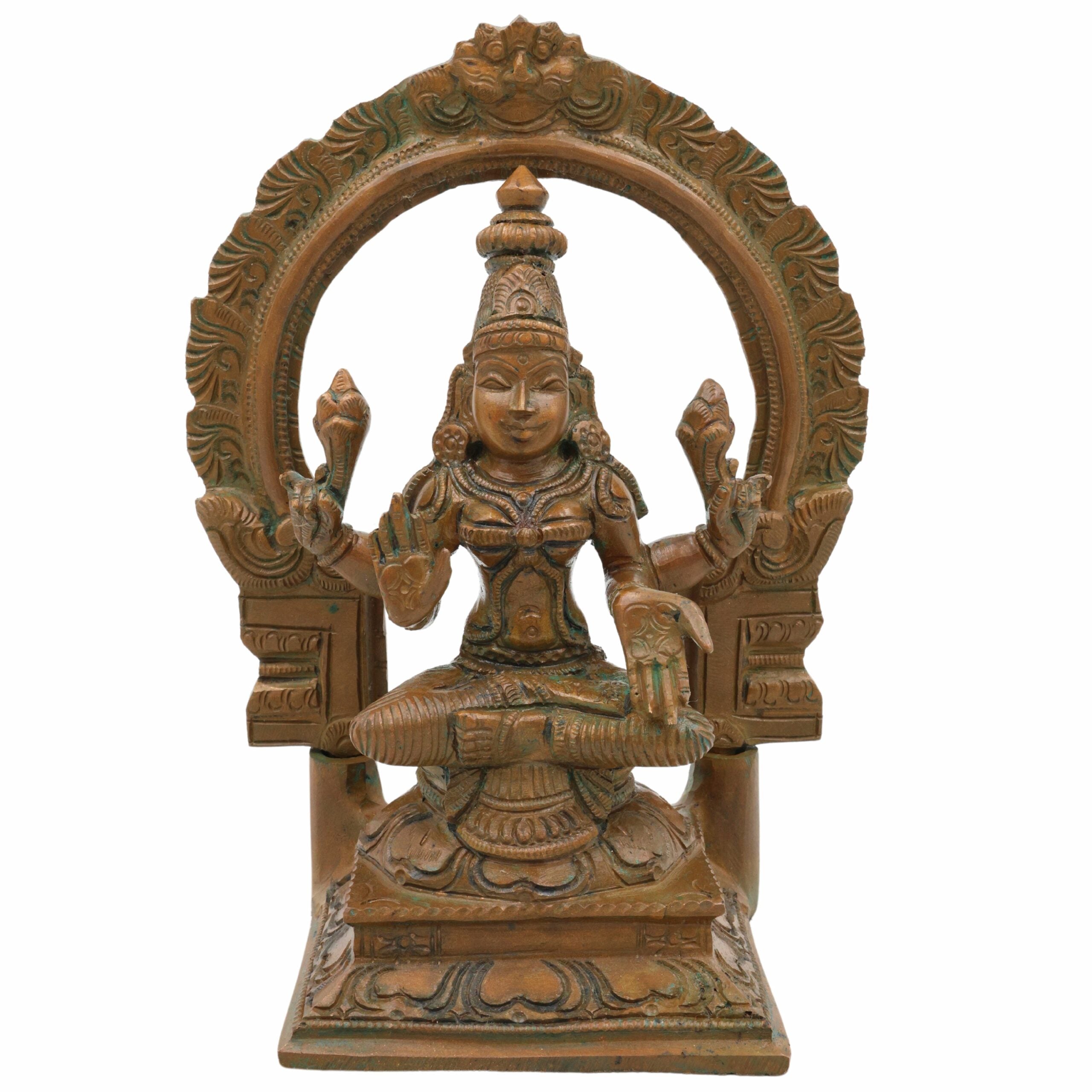 Panchaloha Lakshmi Idol – Handcrafted Bronze Dhanalakshmi Murti for Pooja, Home Decor & Temple, Brown, 6.5 Inch, 1 Piece