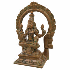Panchaloha Lakshmi Idol – Handcrafted Bronze Dhanalakshmi Murti for Pooja, Home Decor & Temple, Brown, 6.5 Inch, 1 Piece