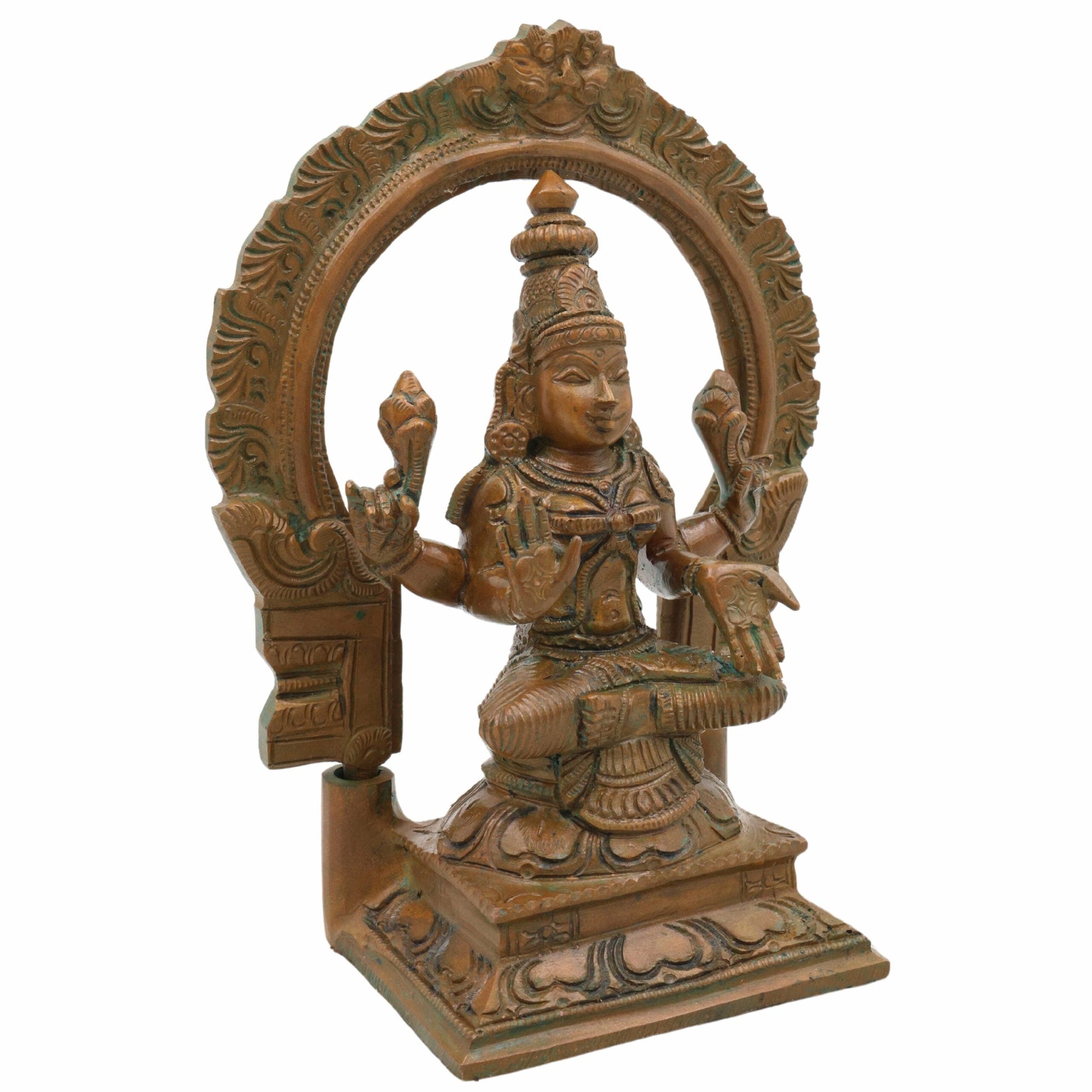 Panchaloha Lakshmi Idol – Handcrafted Bronze Dhanalakshmi Murti for Pooja, Home Decor & Temple, Brown, 6.5 Inch, 1 Piece